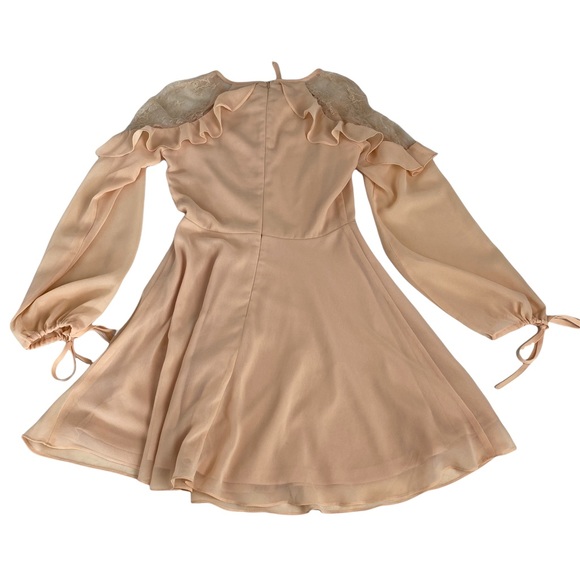 Lulus Formal Peach Lace And Ruffle Dress Long Sleeve Short Size XS Beautiful - Picture 8 of 16